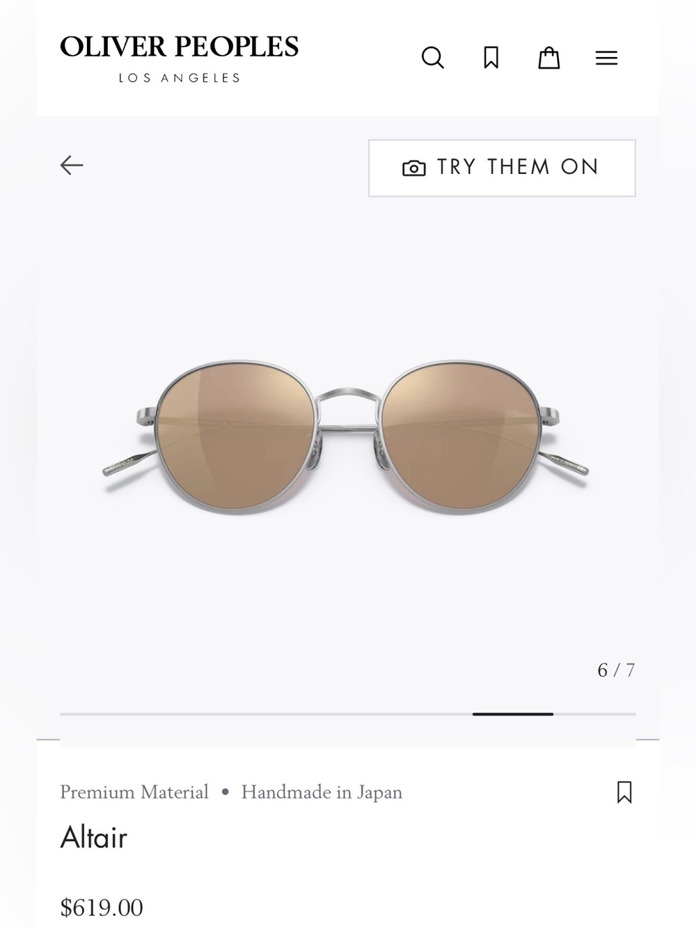 Oliver Peoples Altair Silver Frame Sunglasses with Brown Lenses